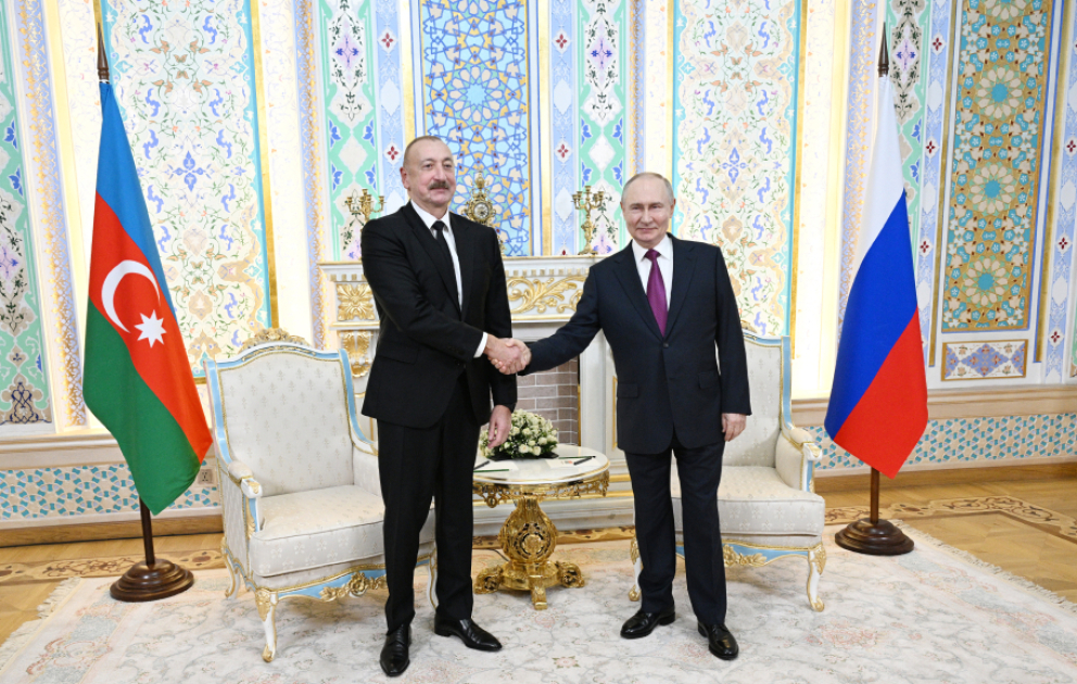 Entretien en tête-à-tête entre les présidents Aliyev et Poutine à Douchanbé