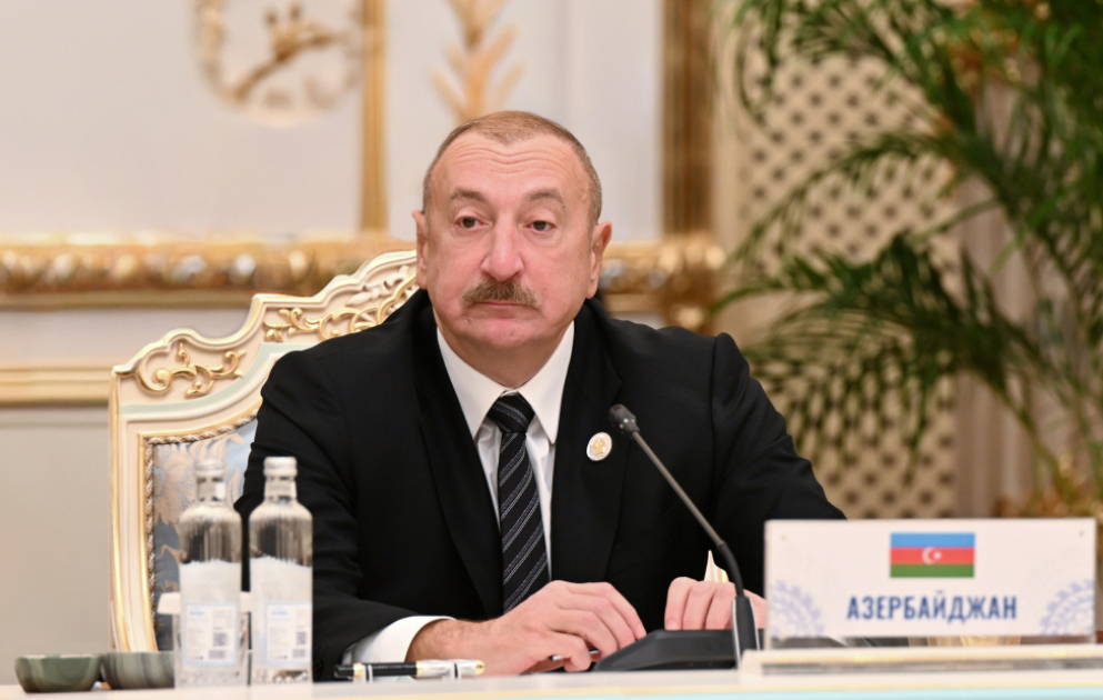 Президент Ильхам Алиев выступил на заседании Совета глав государств СНГ в узком составе в Душанбе