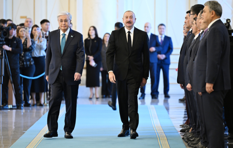 Azərbaycan Prezidenti İlham Əliyevin Astanada rəsmi qarşılanma mərasimi olub