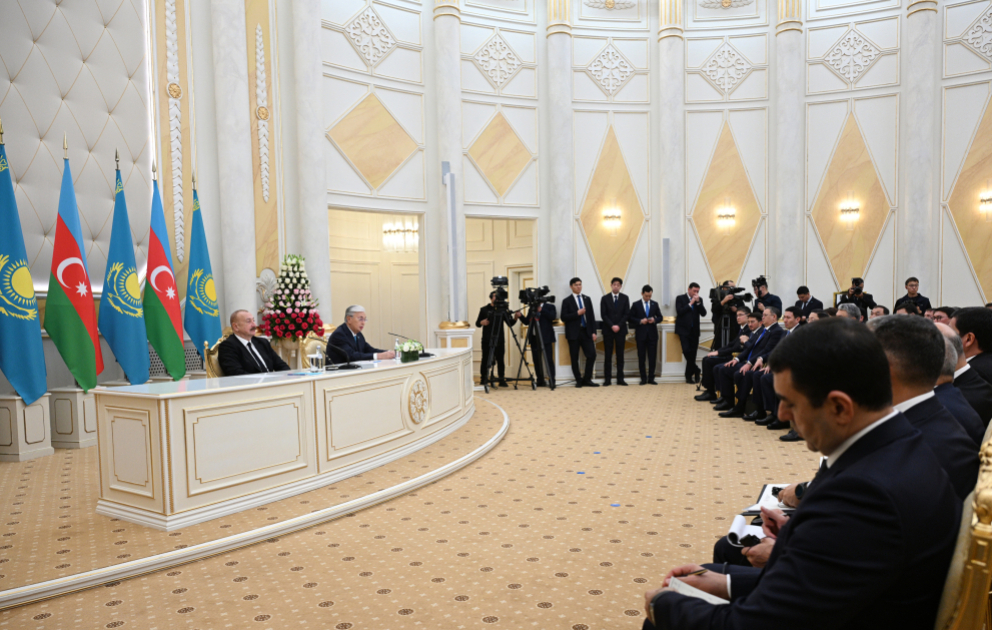 Presidents of Azerbaijan and Kazakhstan delivered press statements
