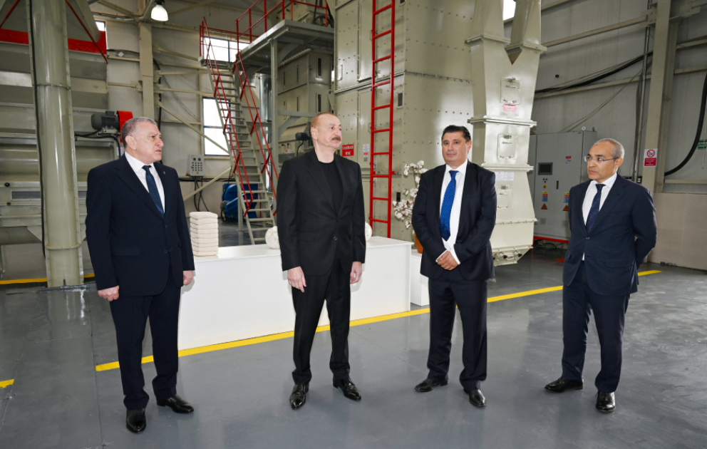 President Ilham Aliyev visited cotton processing plant in Sabirabad