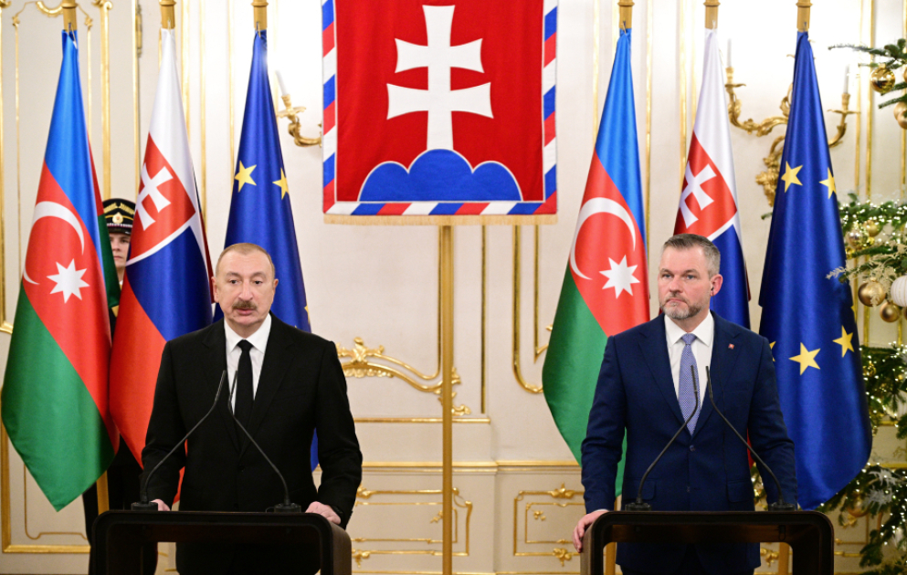 Presidents of Azerbaijan and Slovakia delivered press statements