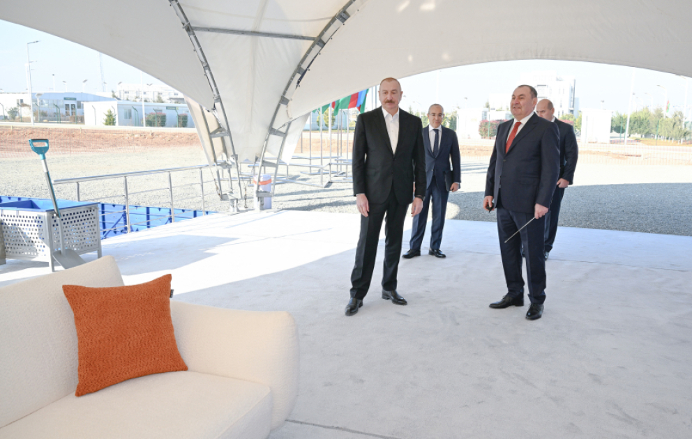 Prezident İlham Əliyev Ağdam Sənaye Parkında “Saloğlu Qarabağ” MMC-nin istehsal müəssisəsinin təməlini qoyub