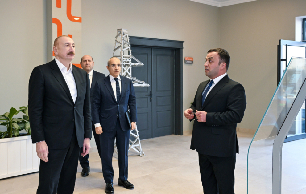 Prezident İlham Əliyev Ağdamda metal elektrik dirəklərinin istehsalı müəssisəsinin açılışında iştirak edib