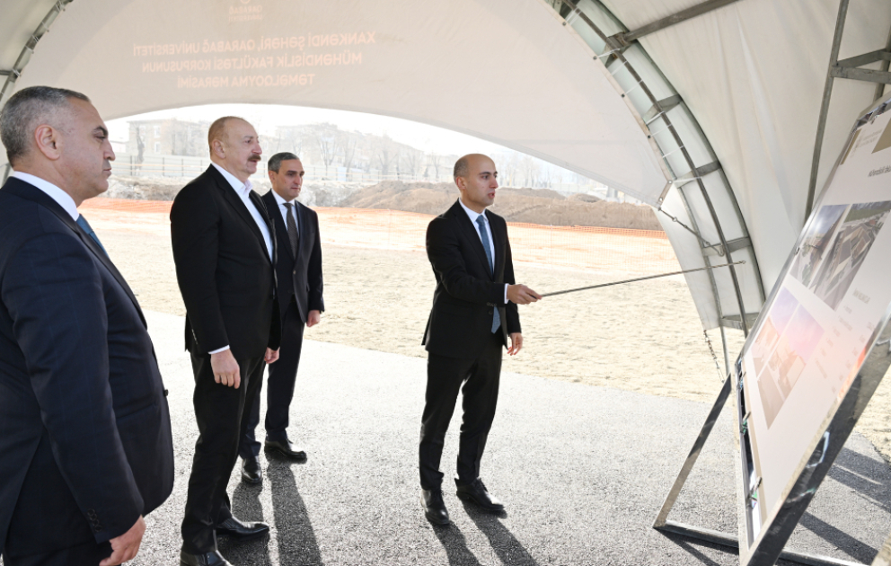 President Ilham Aliyev laid foundation stone for Engineering Faculty building of Garabagh University in Khankendi
