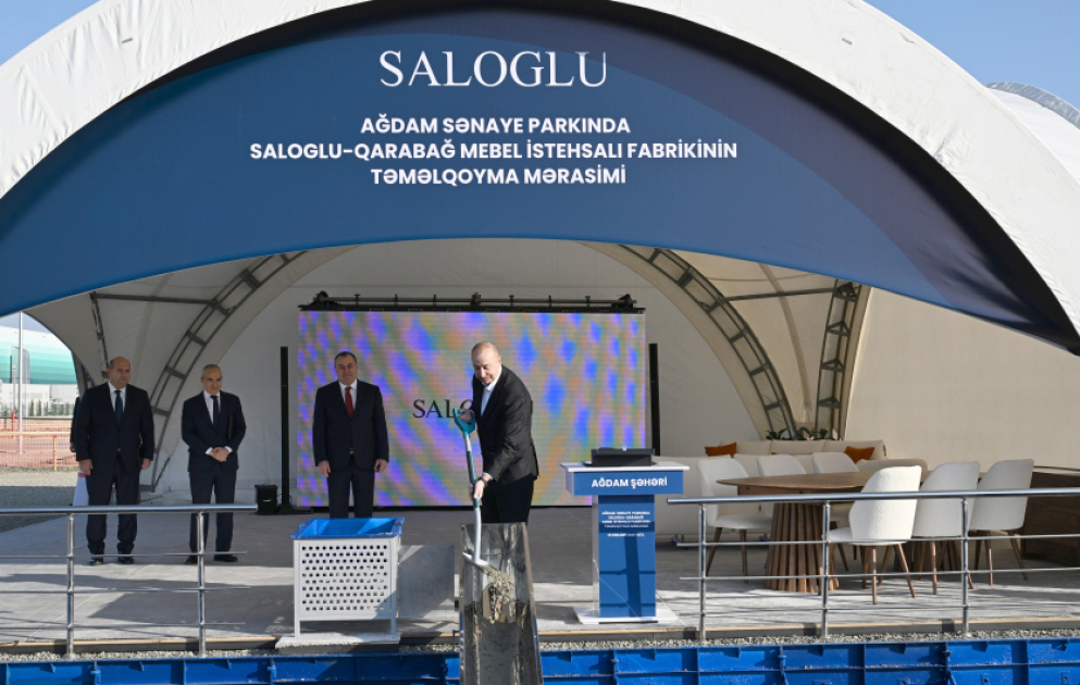 President Ilham Aliyev laid foundation stone for production facility of Saloglu Garabagh LLC in Aghdam Industrial Park