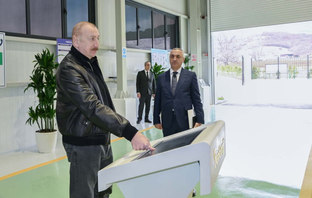 Президент Ильхам Алиев принял участие в открытии гидроэлектростанции «Гозлукёрпю» в Агдеринском районе