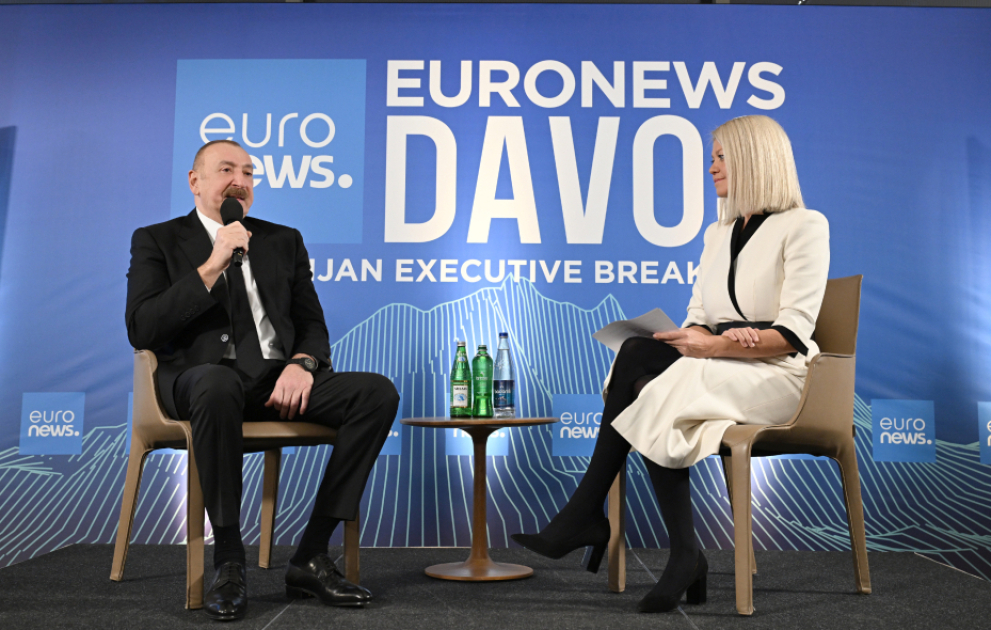 Prezident İlham Əliyev Davosda “Euronews” televiziyasına müsahibə verib