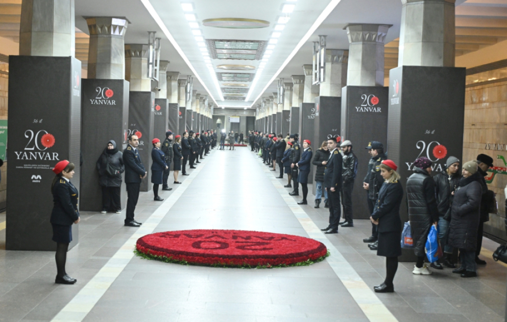 Bakı metrosunda 20 Yanvar şəhidlərinin xatirəsi anılıb