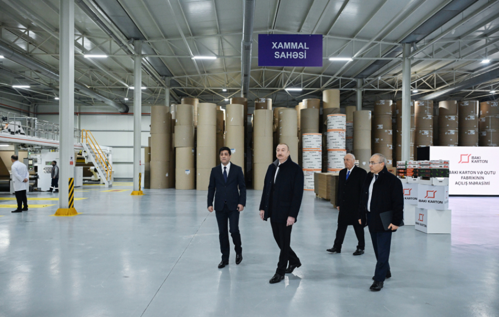 Sumqayıt Sənaye Parkında karton və qutu taralarının istehsalı müəssisəsinin açılışı olub
