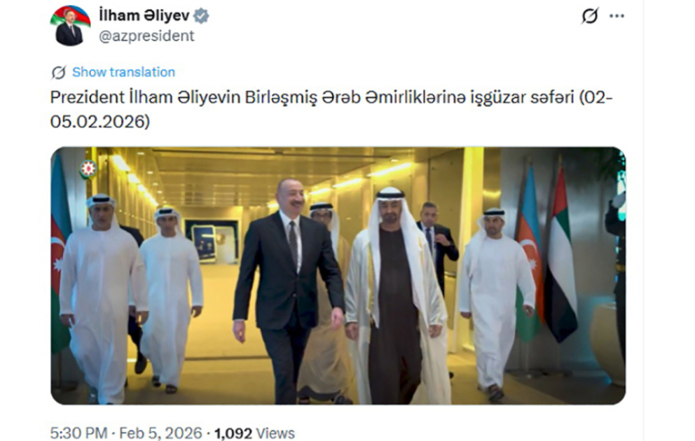 President’s social media account featured video on working visit to UAE
