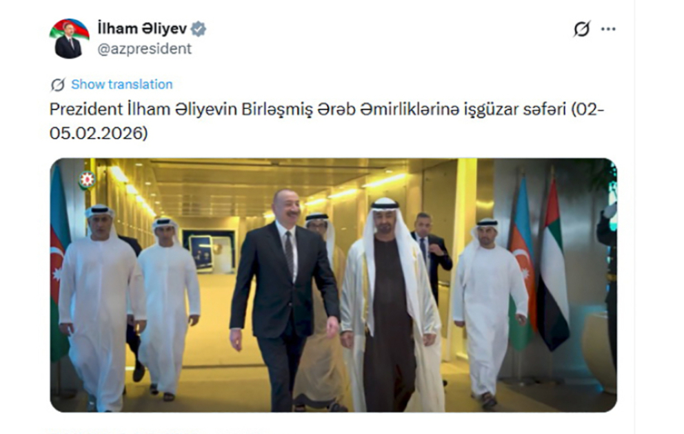 Le compte média du président Aliyev publie une vidéo relative à sa visite de travail aux EAU