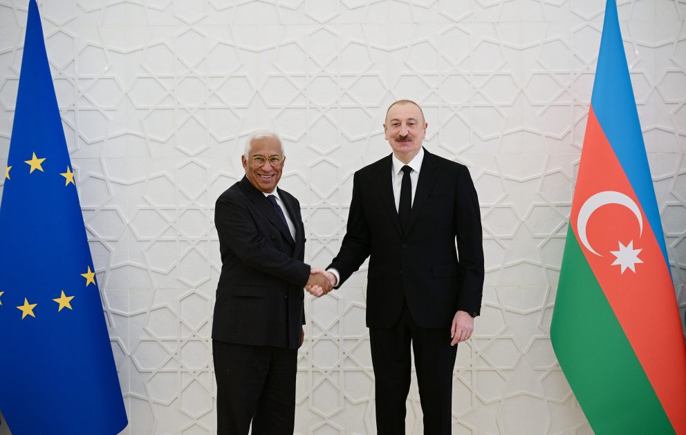 Präsident Ilham Aliyev und EU-Ratspräsident António Costa treffen sich unter vier Augen