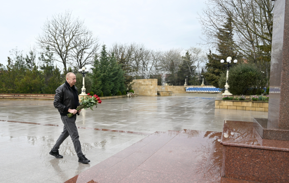 President Ilham Aliyev arrived in Shamakhi district for visit