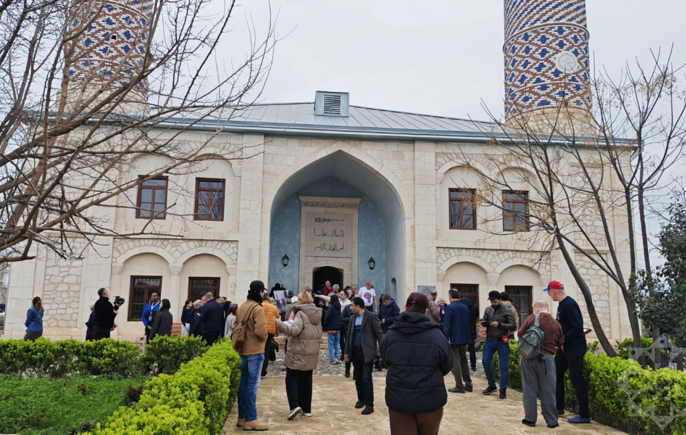 International travelers visit the city of Aghdam