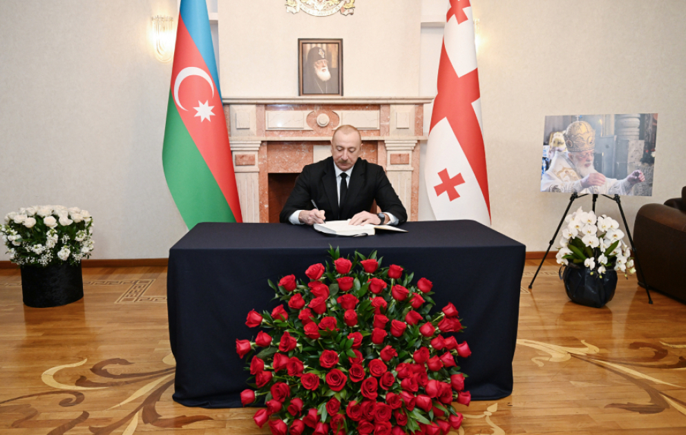 President Ilham Aliyev visited Georgian Embassy in Azerbaijan to express condolences