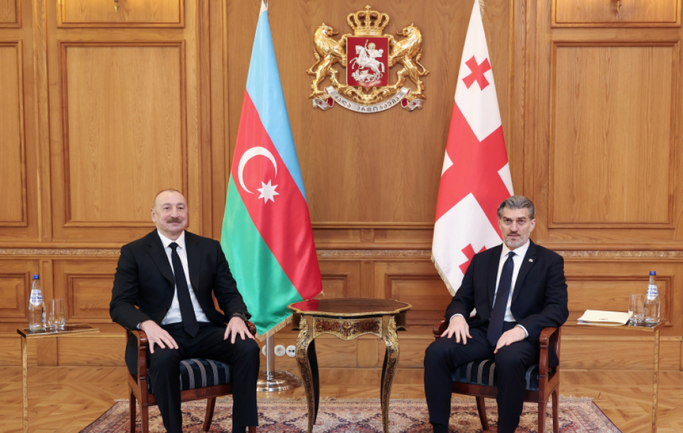 Azərbaycan Prezidenti İlham Əliyevin Gürcüstanın Prezidenti Mixeil Kavelaşvili ilə təkbətək görüşü olub