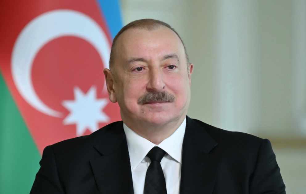 Une publication liée à la rencontre entre les présidents Aliyev et Rinkevics partagée sur le compte de médias sociaux du président azerbaïdjanais