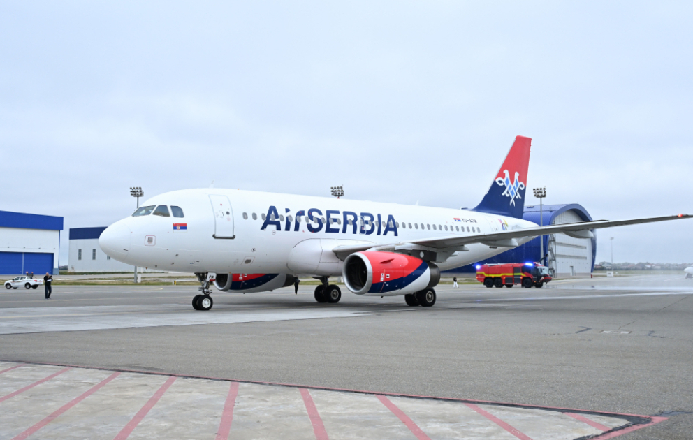 “Air Serbia”nın Belqrad–Bakı reysi Heydər Əliyev Beynəlxalq Aeroportunda qarşılanıb