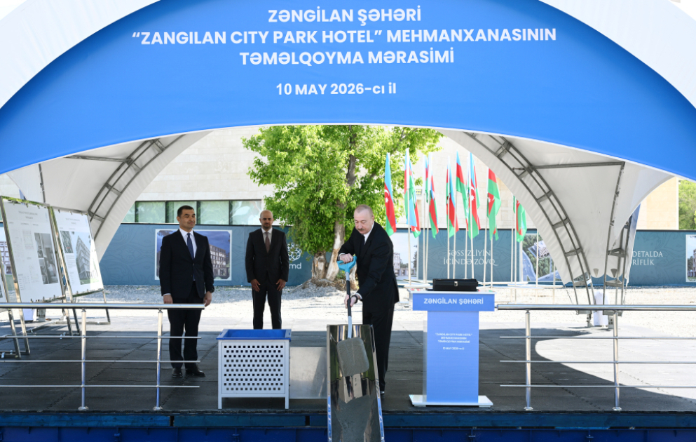 Präsident Ilham Aliyev legt Grundstein für „Zangilan City Park Hotel“