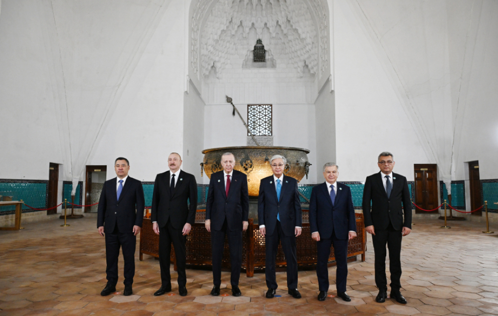 President Ilham Aliyev and other participants of OTS informal summit tour cultural sites in Turkistan