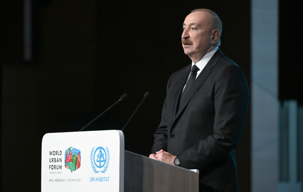 Prezident İlham Əliyev WUF13-ün açılış mərasimində Bakıda aparılan müasir şəhərsalma prosesindən misallar gətirib