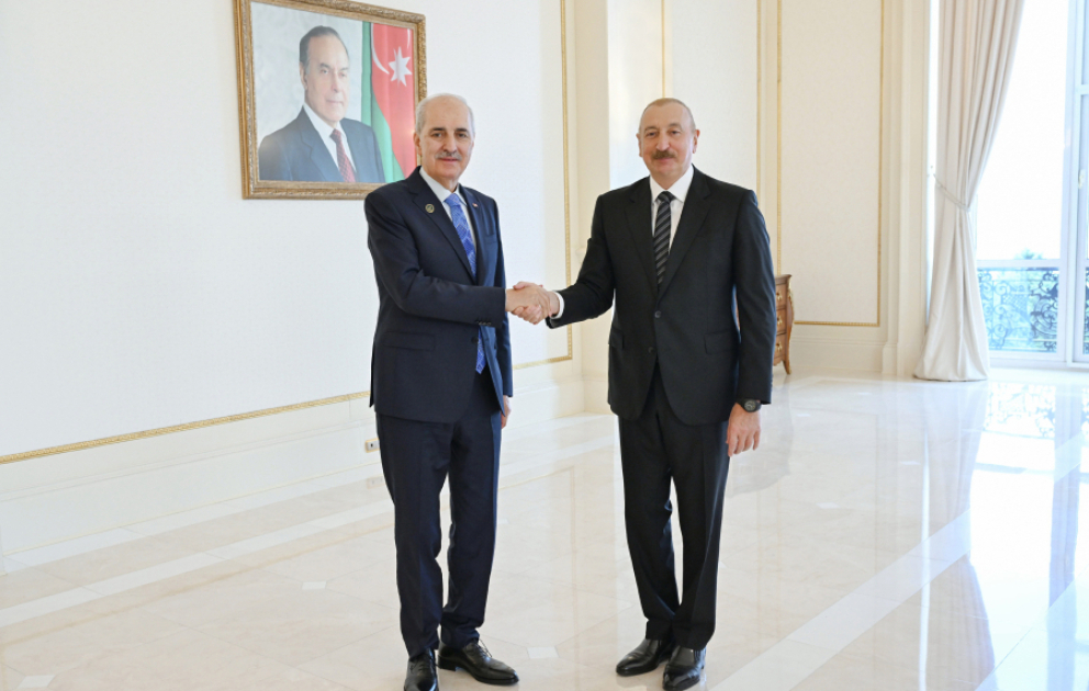 Prezident İlham Əliyev Türkiyə Böyük Millət Məclisi sədrinin rəhbərlik etdiyi nümayəndə heyətini qəbul edib