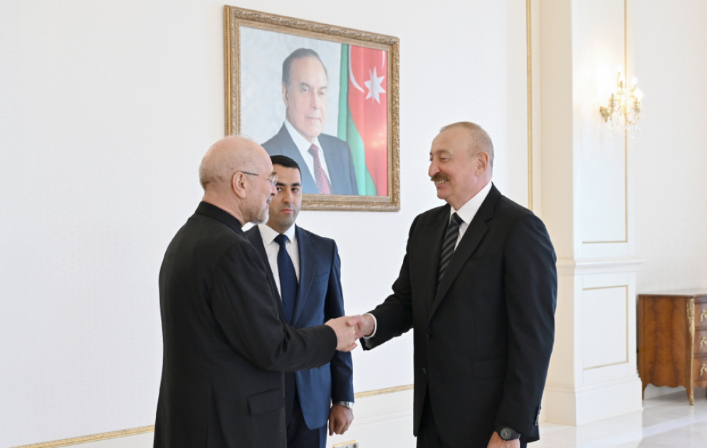 Prezident İlham Əliyev İran İslam Şurası Məclisinin sədrinin başçılıq etdiyi nümayəndə heyətini qəbul edib