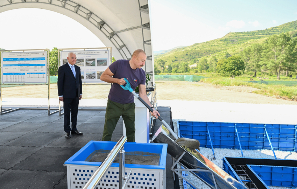 President Ilham Aliyev laid foundation stone for Hakarichay Reservoir in Lachin