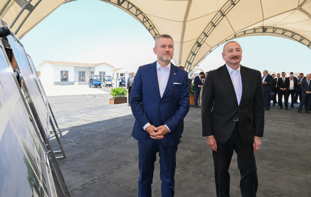 Presidents of Azerbaijan and Slovakia reviewed construction progress in Bash Garvand village of Aghdam district