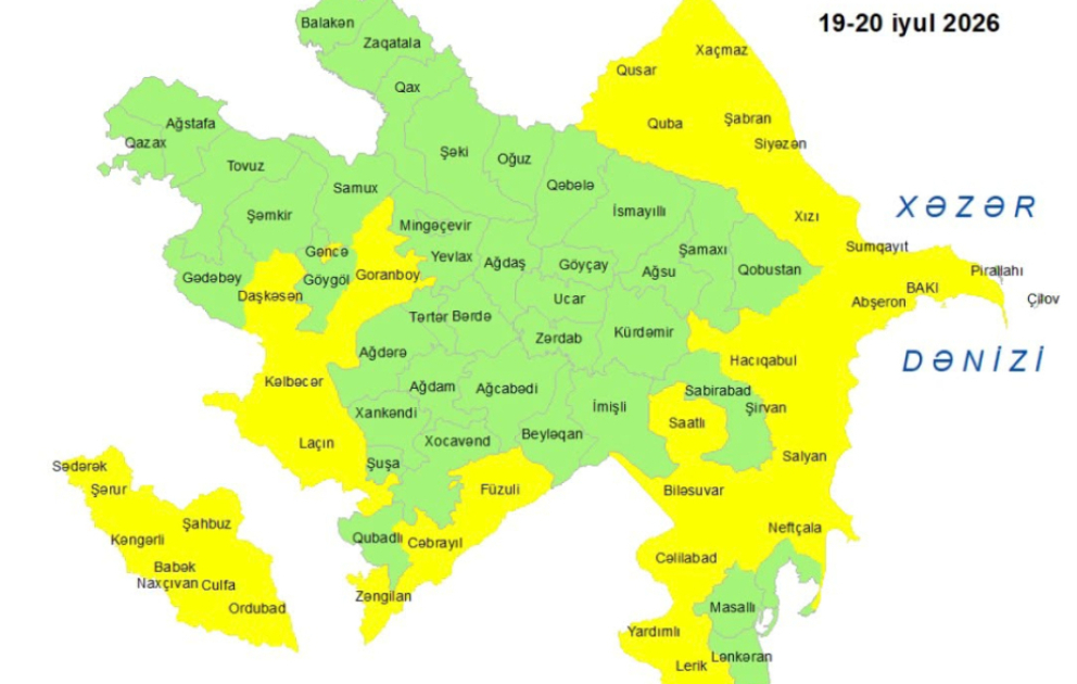 Küləkli hava şəraiti ilə bağlı sarı xəbərdarlıq verilib