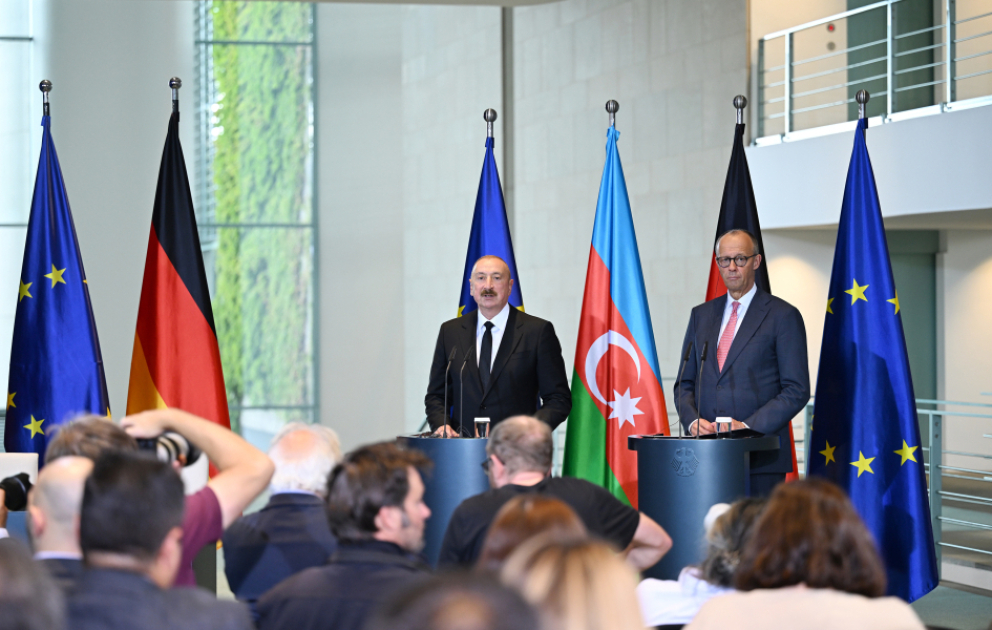 Prezident İlham Əliyev və Federal Kansler Fridrix Merts mətbuata bəyanatlarla çıxış ediblər - YENİLƏNİB