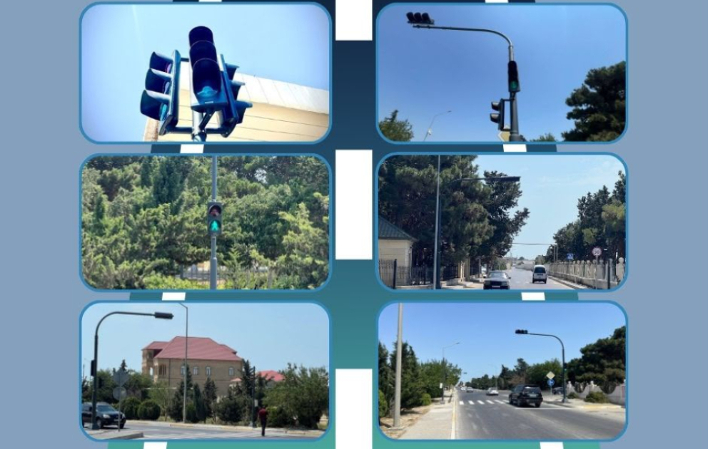 Türkan qəsəbəsində yol kəsişməsində yeni işıqforlar quraşdırılıb
