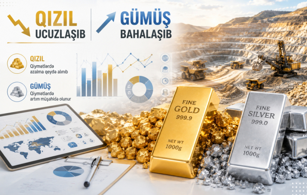 Qızıl ucuzlaşıb, gümüş bahalaşıb