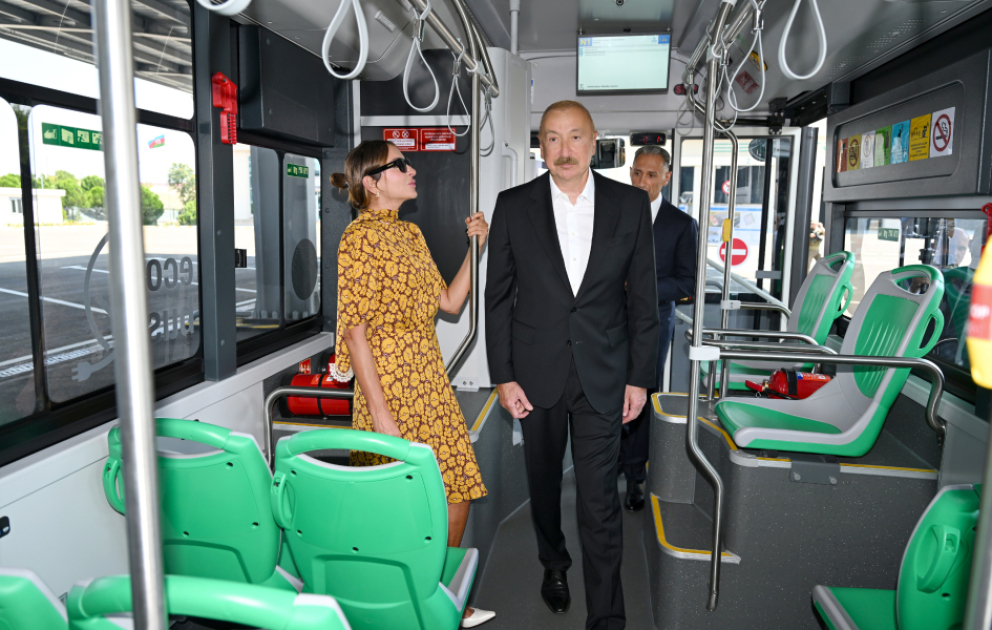 President Ilham Aliyev viewed new electric buses and inspected reconstruction progress of railway infrastructure in Nakhchivan
