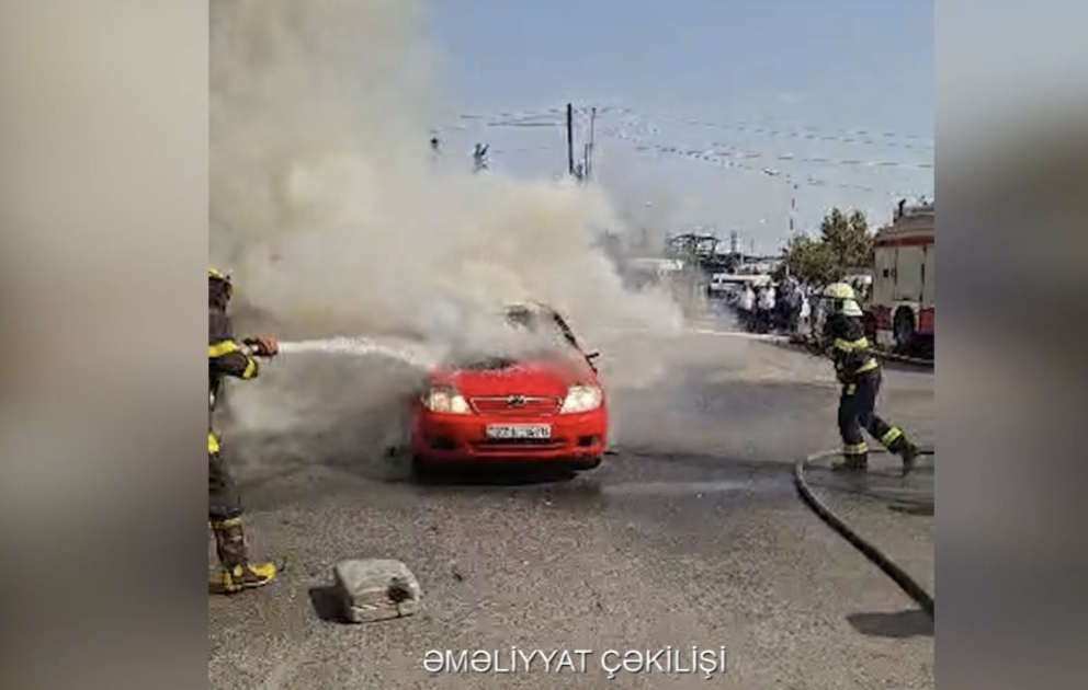 Yevlaxda yanacaqdoldurma məntəqəsində avtomobil yanıb