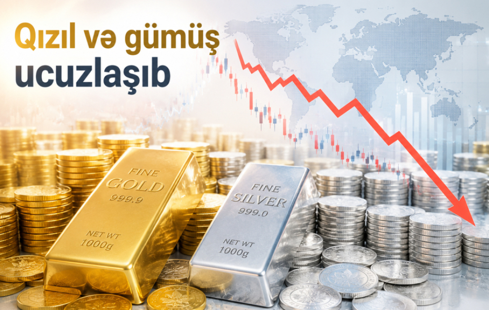 Qızıl və gümüşün qiyməti azalıb