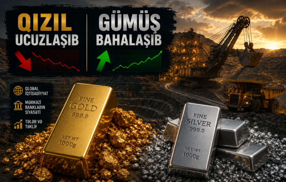 Qızıl ucuzlaşıb, gümüş bahalaşıb