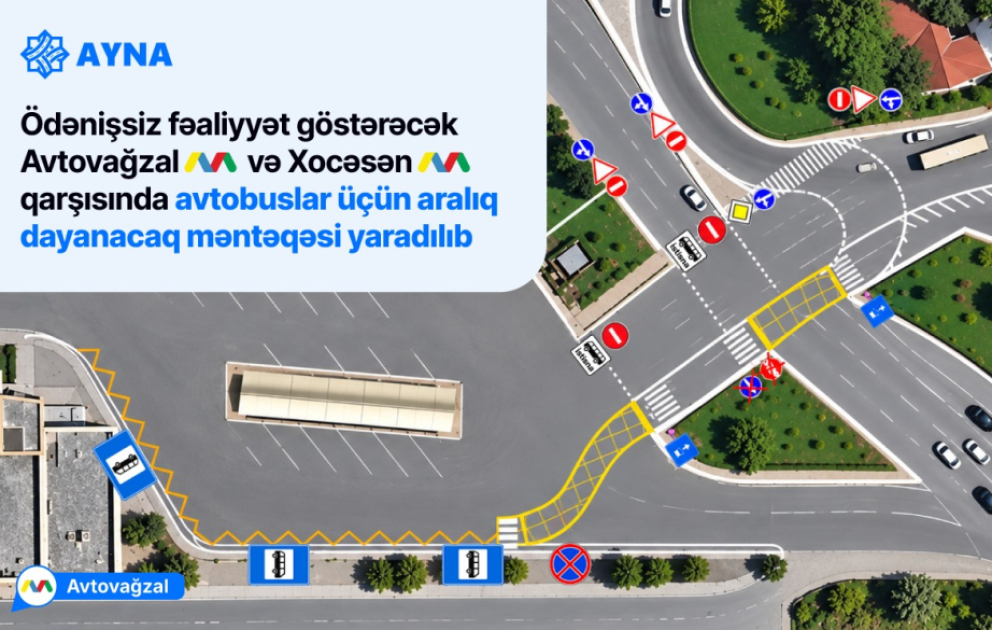 Metronun “Avtovağzal” və “Xocəsən” stansiyalarının qarşısında avtobuslar üçün aralıq dayanacaq məntəqəsi yaradılıb