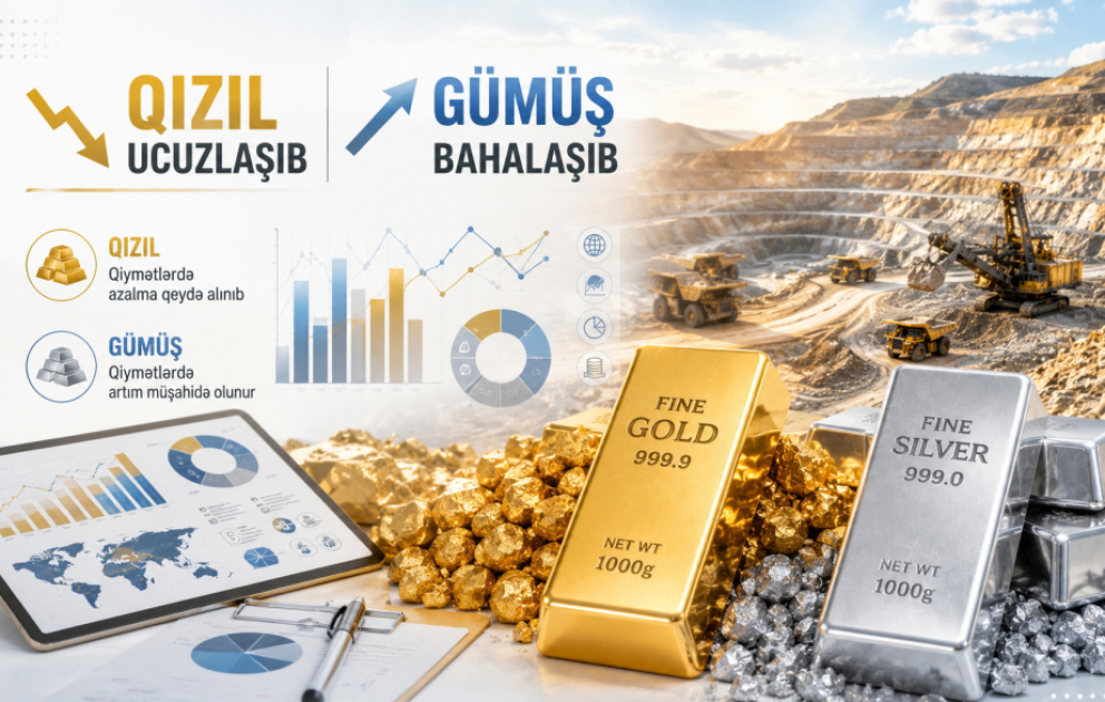 Qızıl ucuzlaşıb, gümüş bahalaşıb
