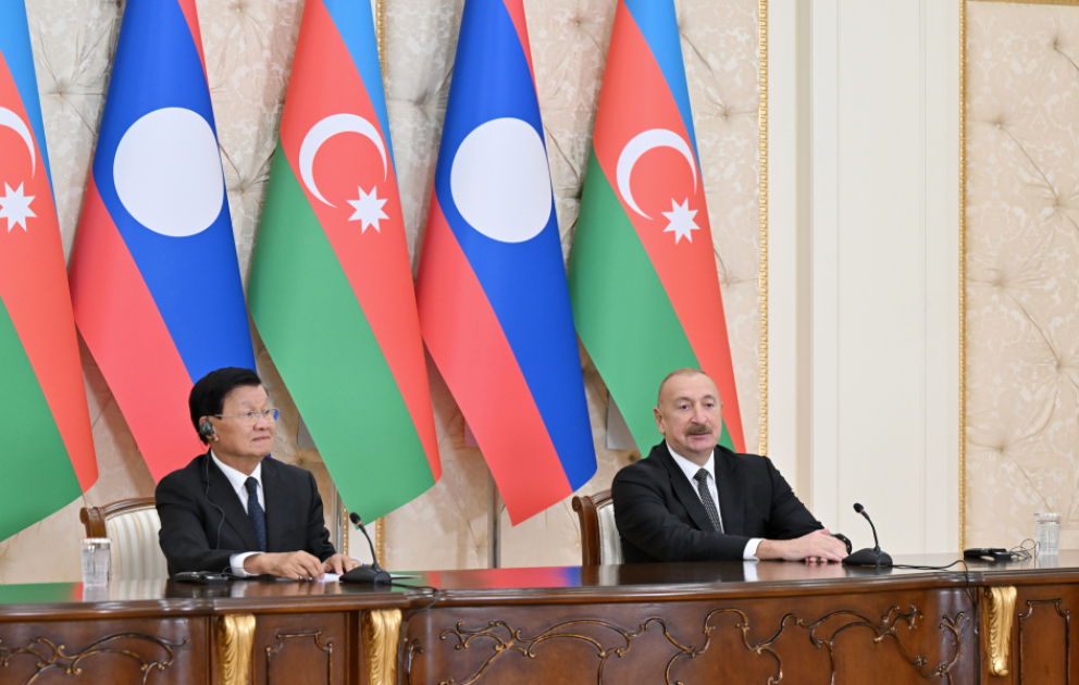 Azərbaycan və Laos prezidentləri mətbuata bəyanatlarla çıxış ediblər
