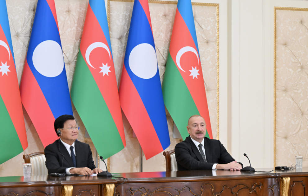 Presidents of Azerbaijan and Laos delivered press statements