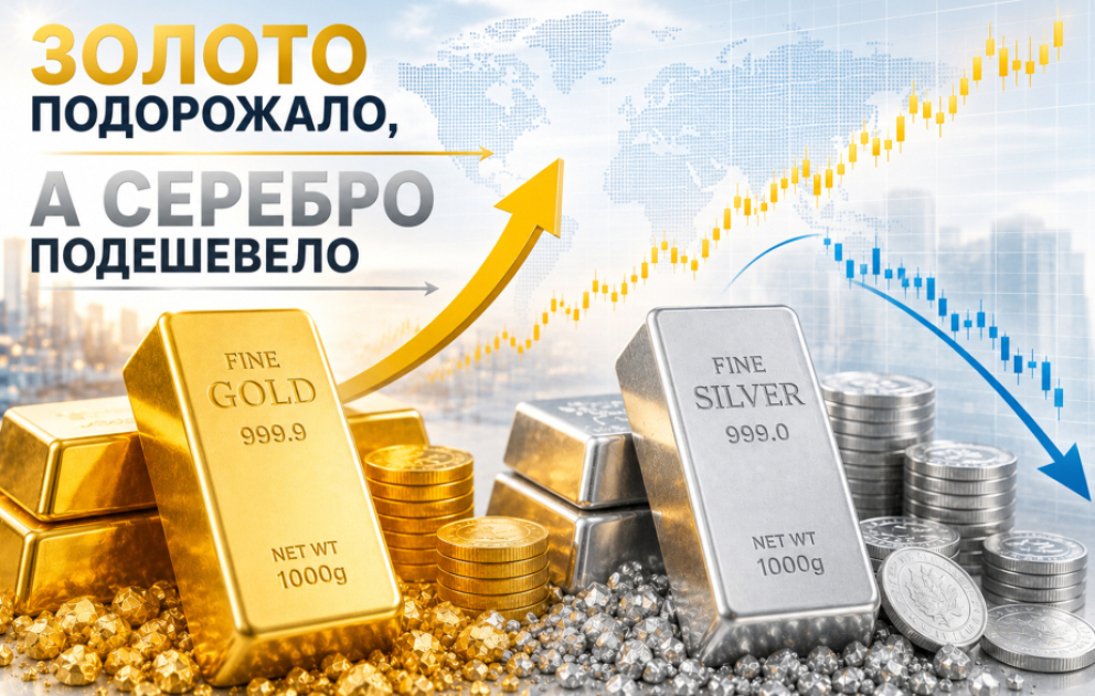 Цены на золото повысились, а на серебро снизились
