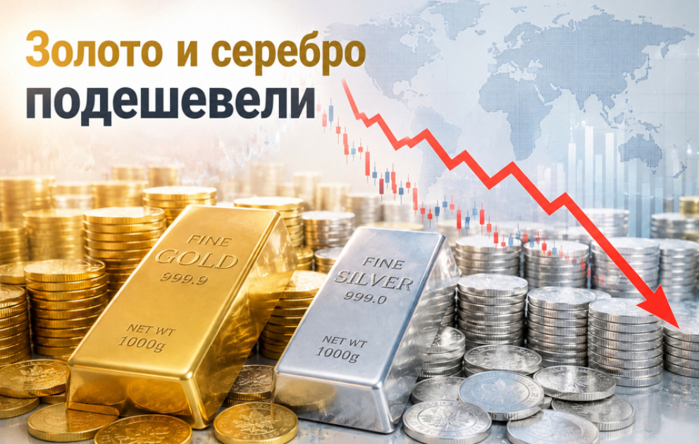 Золото и серебро подешевели